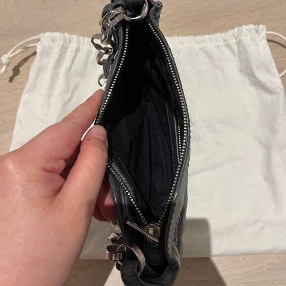 BALENCIAGA Gray Leather Bag with Chain Strap & Pocket Mirror - Picture 4 of 6